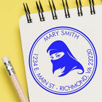Custom Address Stamper - Personalized Round 1-5/8 Home Stamp, Pre-Inked with 5 Ink Color Options, Ideal for Muslim Community Leaders - Eye-Catching Veil Design, Personalized Religious Stamp - Image 4