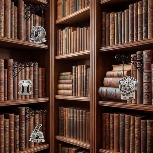Yalikop 10 Set Book Shelf Dividers Decor, Hanging Shelf Sign with Brackets - Image 6
