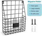 Storage Racks, Metal Wire Wall Mounted Magazine Holder, Wall Hanging Organizer holder for Files, Newspapers, Magazines with Tag Slot for Office, Home Organization, Black - Image 5