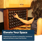 AllSpice Spice Rack Organizer, Wood, 525 Unique Labels, Countertop or Wall Mount, Includes 60 4oz Jars- Cherry Stain - Image 2