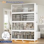 200Gal Extra Large Foldable Storage Organizer with Lid, 800QT Stackable Plastic Storage Bins with Clear Magnetic Doors & Wheels, for Bedroom Garage Closet Kitchen Dorm Home (4‑Pack) - Image 5