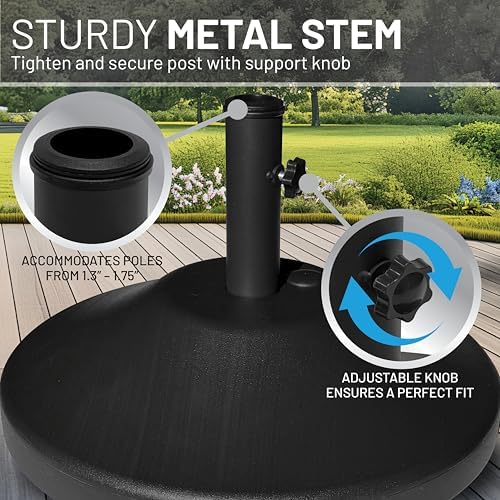 US Weight Fillable Outdoor Umbrella Base - Use with Patio Table - Black - Image 7