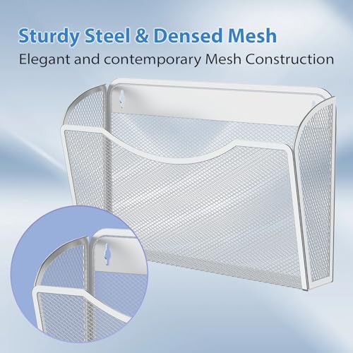 MINDEPOT Wall File Organizer, Hanging Wall File Holder, 6 Pack, Silver - Image 5