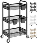 3 Tier Heavy Duty Metal Rolling Utility Cart Organizer with Wheels, Black by Unknown