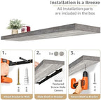 Sorbus Floating Shelves for Wall Storage (48 Inch, 3 Pack, Gray) - Image 4