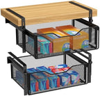 AmonHouseware 2Pack Under Shelf Basket Storage,Adjustable Hanging Arm,Black by AmonHouseware