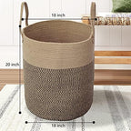 Jute Laundry Hamper Large Woven Rope Storage Basket with Handles 20' Height Tall 83L,Laundry Basket Decorative Basket for Living Room,Pillows,Clothes, 18'Wx20'H - Image 2
