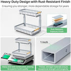 Kitstorack Under Sink Organizer, 2 Tier Under the Sink Storage, Slide out Pull out Cabinet Organizer Shelf, Metal Sliding Drawer for Kitchen Bathroom Pantry Closet Organization Rack, Grey, 1 Pack - Image 5