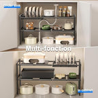 Mustorn Pots and Pans Organizer Under Cabinet, Expandable 2 Tier Under Sink Organizers and Storage Adjustable Height Kitchen Pot and Pan Lid Holder Rack with 6 Dividers(6panels,1 Pot rack, Black) - Image 5