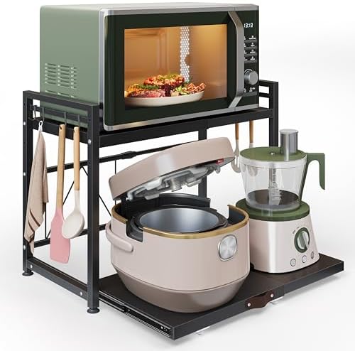 NETEL 2 Tier Expandable Microwave Stand countertop,Microwave Oven Rack by NETELOfficial