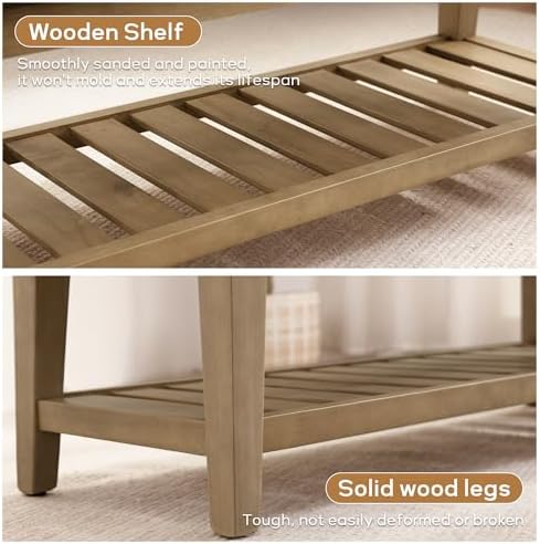 Entryway Shoe Bench, End of Bed Bench,Upholstered Bench (Textured Brown) - Image 5