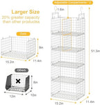 VyGrow 5 Tier Hanging Closet Organizer with Adjustable Dividers, Heavy-Duty Storage Shelves for Clothing, Kitchen, Laundry Room, Extra Large Baskets, 15.7" W x 11.8" D x 51" H, White - Image 2