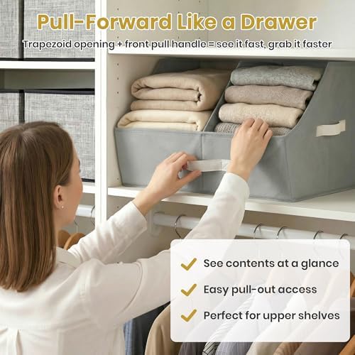 Closet Organizers Storage, Medium Collapsible Bin 3pc, Dark Gray - Image 4