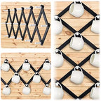 Dseap Accordian Wall Hanger: Wooden Coat Rack Wall Mounted, Hat Racks for Baseball Caps, Mug Rack, 16 Peg Hooks, Black & White - Image 4