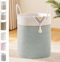 88L Large Tall Cotton Rope Laundry Basket with Handles, Sage Green by SunNewt