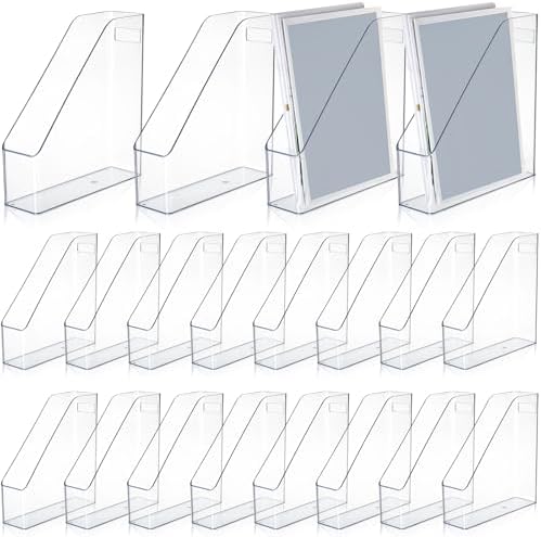 Marsui 20 Pcs Clear Acrylic Magazine Holder with Handle Desk Organizer by Marsui