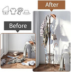 Coat Rack Freestanding with Umbrella Stand Coat Rack Stand with 12 Hooks Metal Coat Tree Coat and Hat Hanger Jacket Entryway(Brown) - Image 4