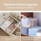 Wardrobe Clothes Organizer 7 Grids Portable Closet Organizer Mesh Separation Storage Box Foldable Closet Drawer Organizer for Underwear Socks Scarves Leggings (Grey, 4 Leggings Grid) - Image 4