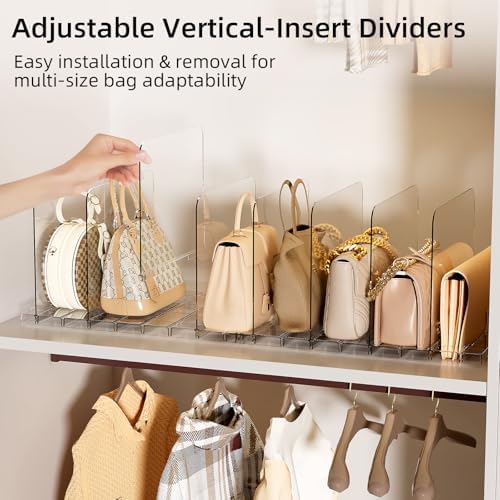 Stackable Bag & Purse Organizer for Closet Shelf Acrylic Shelf Dividers for Closet Organization, Clear Handbag Purse Storage Organizer Divider, Keep Clutch, Wallet, Pocketbook Upright, 4 Pack - Image 2