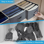 6 Pcs Large Size Wardrobe Clothes Organizers 6 Grids for Pants, Jeans, Sweater, T-shirt, Dress Stackable Closet Drawer Organizer Storage Bin Container with Sturdy Handles, Dark Grey - Image 6