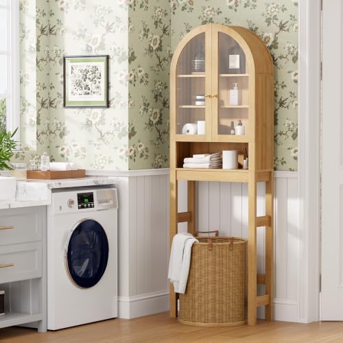 Arched Over The Toilet Storage Cabinet with Acrylic Door - Image 6