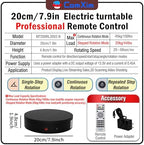 7.9In Remote Motorized Electric Turntable Rotating Display Stand Spinning Rotating Platform 360 Photography Turntable lazy susan base giratoria para for Photography,Display (Load Range:40~100lbs) - Image 2