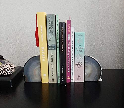AMOYSTONE Natural Agate Bookends Weighted Book Stopper for Large Hardcovers - Image 6