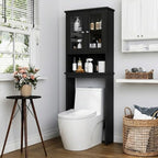 Over the Toilet Storage Cabinet, Bathroom Storage Cabinet, Black by Meilocar
