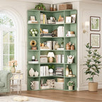 FOTOSOK 72" Tall Corner Bookshelf, 6-Tier Bookshelf and Bookcase, Green by FOTOSOK