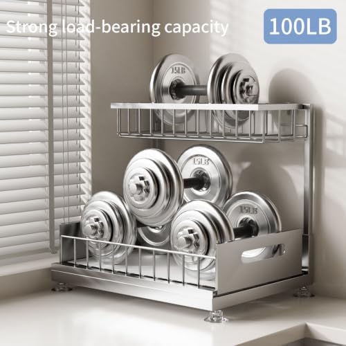 Saydear L-Shaped Under Sink Organizer, 2-Tier Pull-out Cabinet Rack 1-Pack - Image 4
