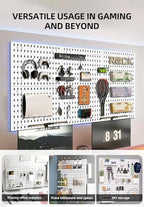 Wall Organizer Peg Board - Elevate And Declutter Your Gaming And Office - Create A Perfectly Structured Space(White) - Image 3