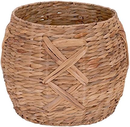 Household Essentials ML-4112 Hyacinth Round Floor Basket, X-Design, Brown by HouseholdEssentials