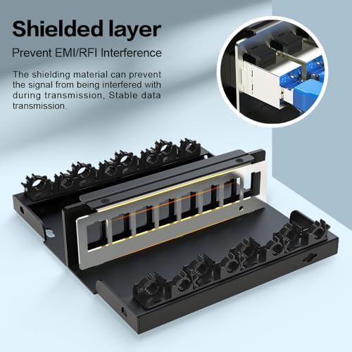 8 Port Blank Keystone Patch Panel Shielded Compatible with LC/SC/ST/FC/USB/HDMI Keystone Jack for Desk Mount Home Ethernet Termination Box - Image 5