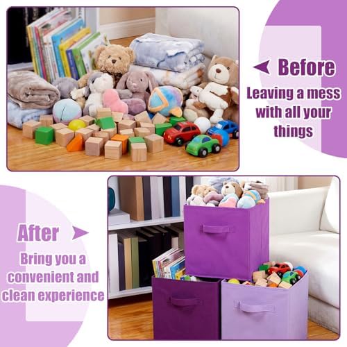 Karenhi 6 Pack Cube Storage Bins, Purple Fabric Organizer - Image 5
