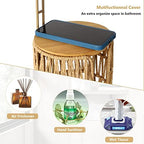 Freestanding Toilet Paper Holder with Storage,3 Rolls of Tissue Holder for Bathroom,Handmade Woven Toilet Paper Roll Holder Stand,Rattan Sturdy Boho Bathroom Decor Farmhouse Toilet Paper Storage - Image 3