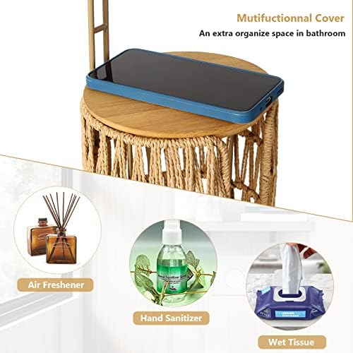 Freestanding Toilet Paper Holder with Storage,3 Rolls of Tissue Holder for Bathroom,Handmade Woven Toilet Paper Roll Holder Stand,Rattan Sturdy Boho Bathroom Decor Farmhouse Toilet Paper Storage - Image 3