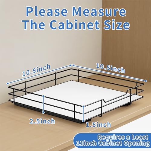 BOIVSHI Pull Out Spice Rack, Slide Out Spice Rack for Cabinet, Spice Organizer for Kitchen and Pantry, Fits Spices, Sauces, Canned Food (10.5''Wx10.5''Dx2.5''H) - Image 6