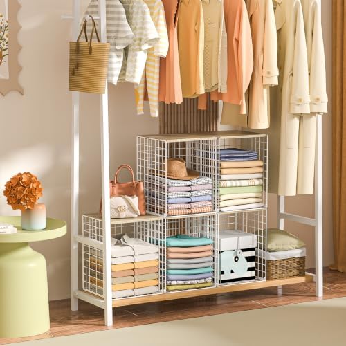 Hencawima 3-Pack Taller Stackable Closet Organizers and Storage with Wood Top,White | Wire Storage Bins for Clothes, Double Storage Design, Sturdy Metal Cube Shelf Organizer for Closet Wardrobe-Black - Image 4