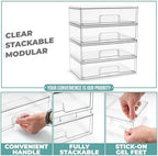 Sorbus Clear Stackable Storage Drawers (4 Pack, 12.1'' Wide) - Image 5