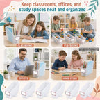 gisgfim 6 Pcs Non-Tip Book Bins with Stabilizer Wings (Clear) - Image 6