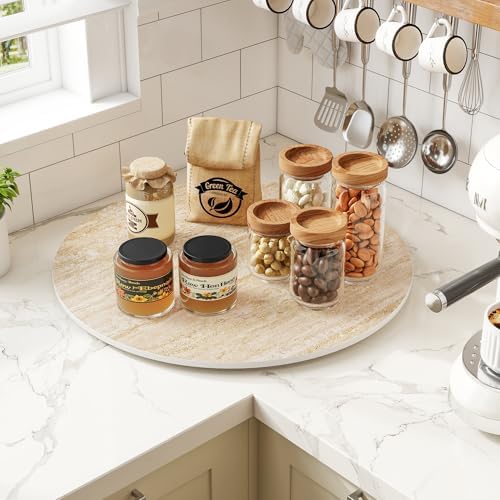 ZL ZELing 23.6" Lazy Susan Turntable – 360° Sinteredstone Silent Anti-Slip Turntable, Table Top Centerpiece for Kitchen, Pantry, Spice Rack, Refrigerator & Dining Table, Beige - Image 7