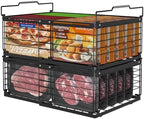 ADRIMER Freezer Organizer Bins, 2 Packs Foldable & Stackable Chest Freezer Organizer Bins with Adjustable Length 11-17.3", Metal Wire Storage Baskets for Upright Freezer, Deep Freezer, Pantry, Black by Adrimersdreamistobeanindispensablecompanioninyourlife