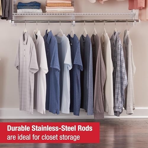 Rubbermaid Configurations Custom Closet Kit 4-8 Ft. Adjustable Metal Wire Shelving White Finish Expandable Organization System Hardware Included for Home Closet/Pantry/Laundry/Mudroom - Image 5