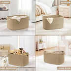 45L Small Woven Laundry Basket Hamper with Handles, Jute - Image 5