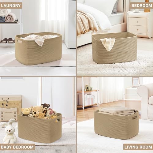 45L Small Woven Laundry Basket Hamper with Handles, Jute - Image 5