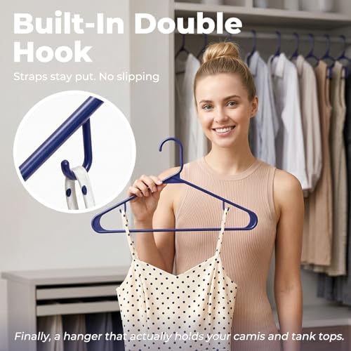 HOUSE DAY Blue Plastic Hangers 60 Pack, Slim Space-Saving Clothes Hangers - Image 4