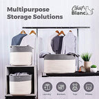 CHAT BLANC Cotton Rope Baskets for Organizing, Shelves, Toys, Storage, Shoe, Bathroom, Laundry, Towel, Nursery, Home Decor, Blanket, Cloth Woven Bins Fabric (Dark Gray & Creamy White7, 15"x10"x9") - Image 5