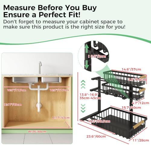 3 Tier Under Sink Organizer: Pull Out Cabinet Storage for Bathroom,2 Pack - Image 2