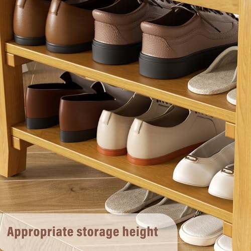 Shoe Rack Bench Mid Century Modern 2-Tier Shoe Rack Organizer for Entryway Hallway or Living Room Farmhouse Rustic Wooden Seat Bench Natural 11.8" Dx39.4 Wx16.5 H - Image 6