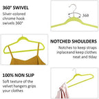 VECELO Premium Velvet Clothes Hangers Suit Heavy Duty (50 Pack)-Non Slip & Space-Saving with 6 Finger Clips & Tie Rack Excellent for Men and Women,Light Yellow - Image 4